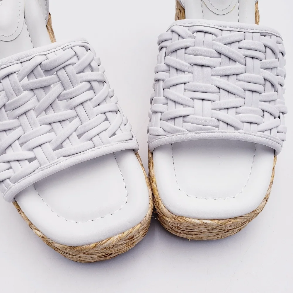 Marc Fisher Godina‎ Wedge Platform Espadrille Sandal White 4.5